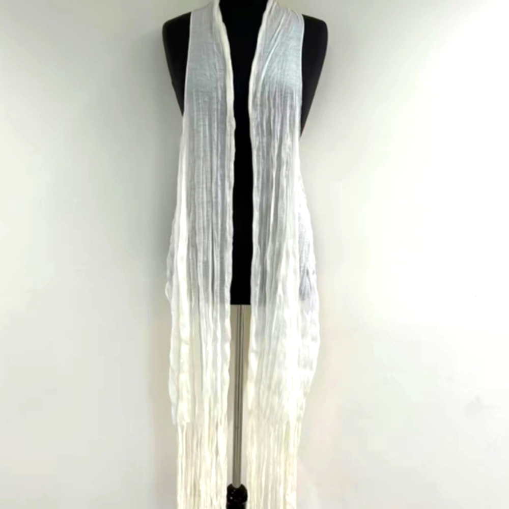 Elegant White Long Vest/Scarf